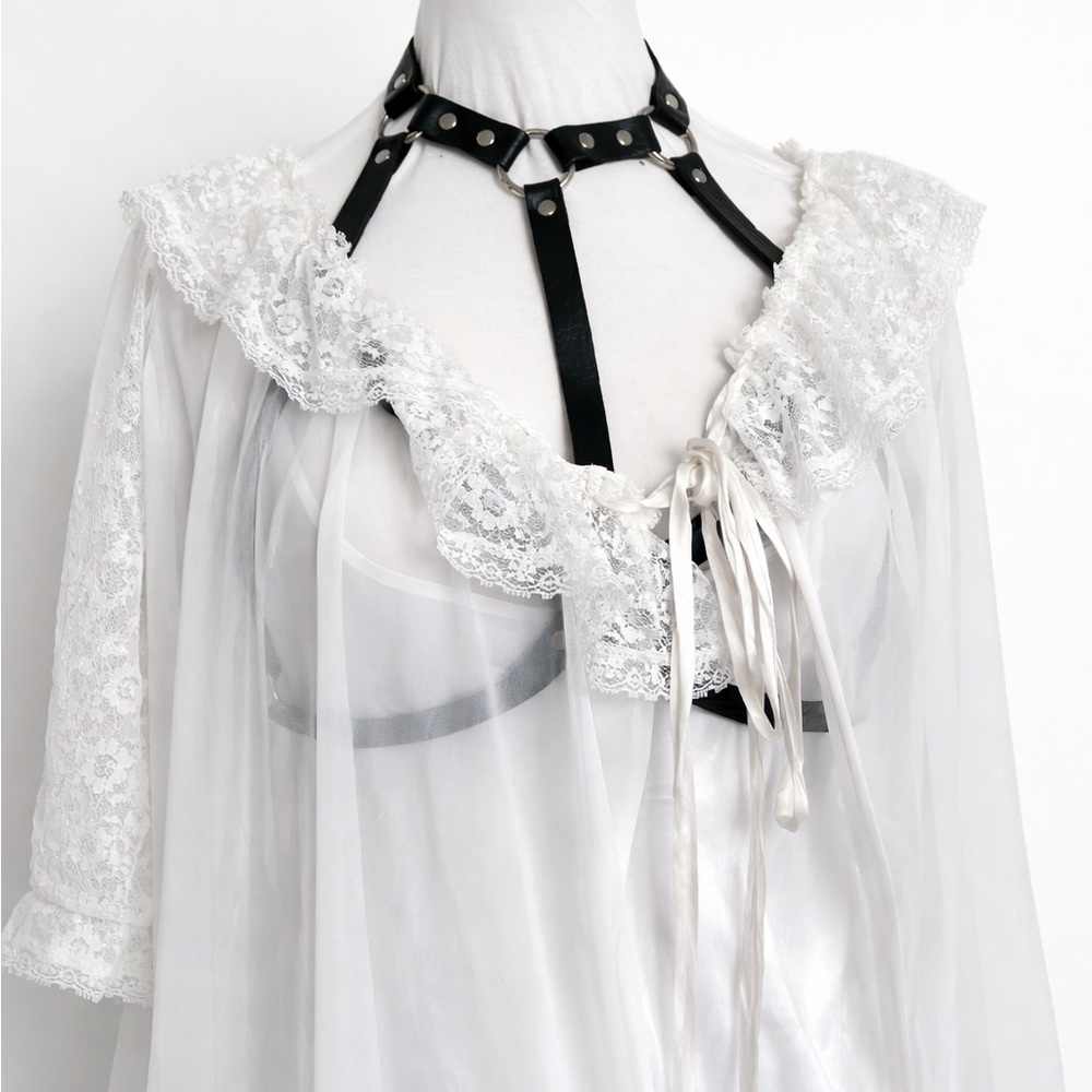 Black Leather Harness Choker • Gothic O-Ring Body Harness Punk Alt S/M